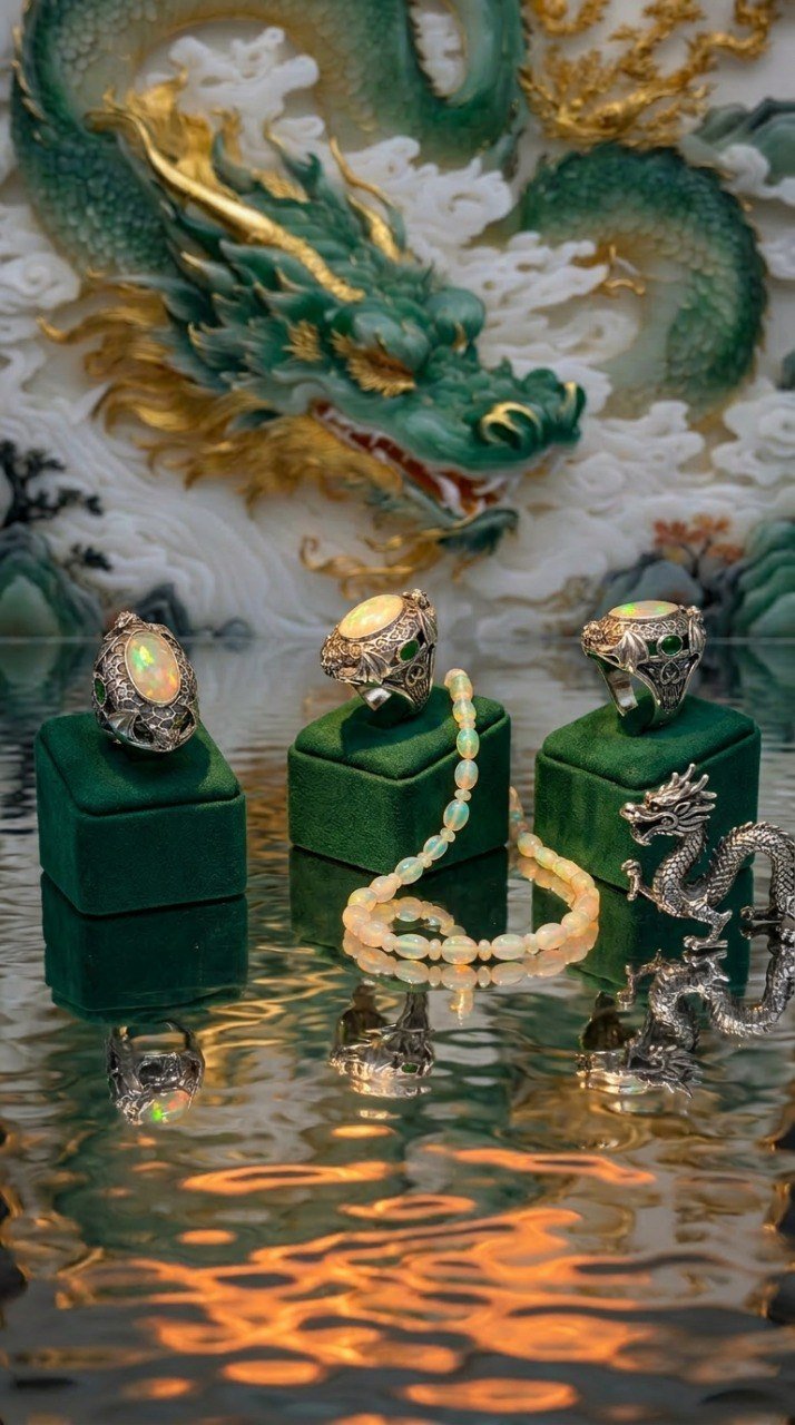 Кольцо “Дракон” Опал