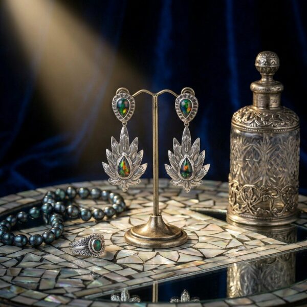 Серьги “Перо Павлина”