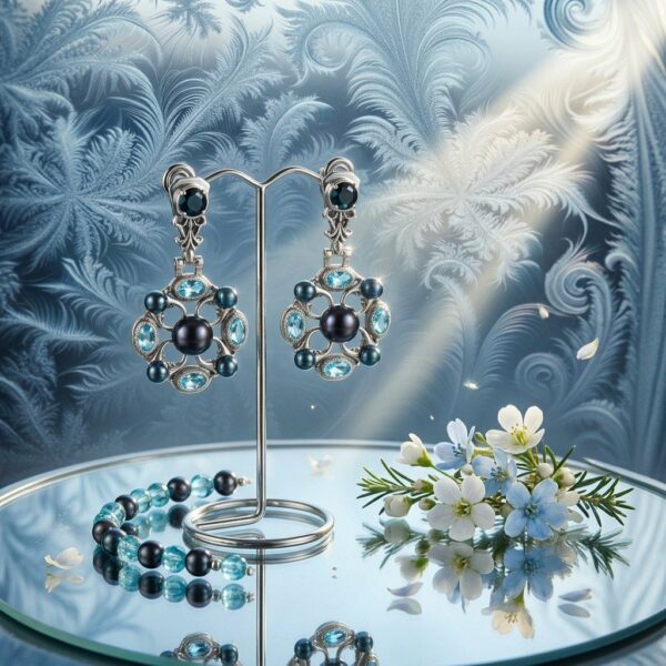 Серьги “Роскошь чёрного Жемчуга”